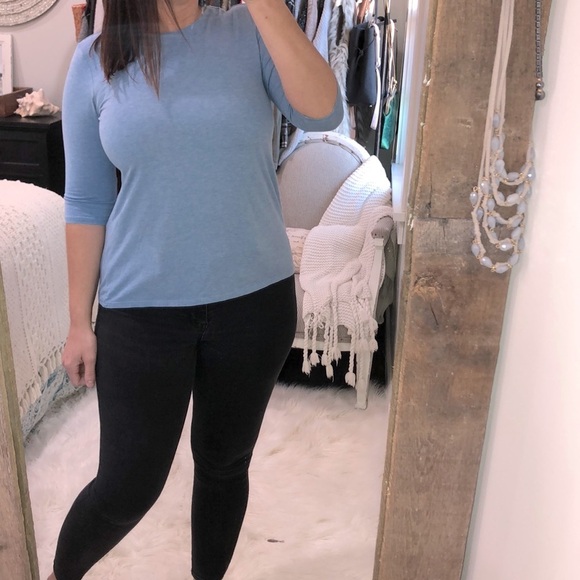 Pure Jill size small petite blue valley sleeve tee - Picture 1 of 4